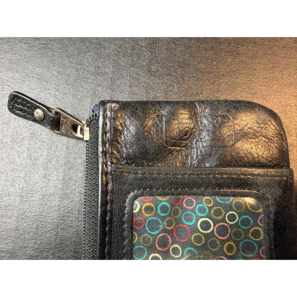 Fossil Black Leather Credit Card ID Wallet Keychain Coin Purse - Picture 4 of 9